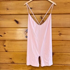 Feminine Selkie Blush Pink Sleeveless Womens Plus Stretchy Romper 4X